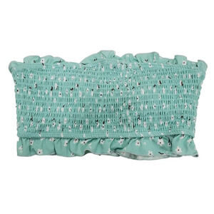 Bower Millet Women's Mint Ditsy Floral Print Smocked Strapless Bikini Top Size S